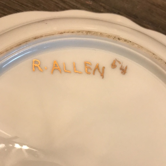 Vintage serving plates lemon servers nappy dishes hand painted R Allen 1950’s 3 - Picture 8 of 16